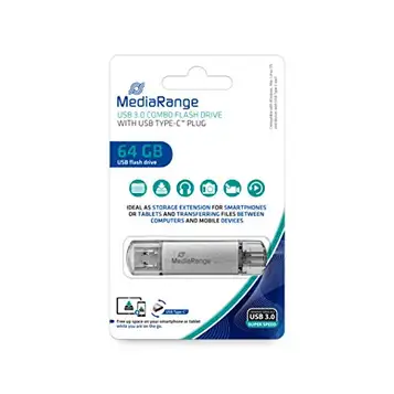 MediaRange MR937 USB Flash-enhet kombinerad USB 3.1 och Typ C, 64 GB, Silver