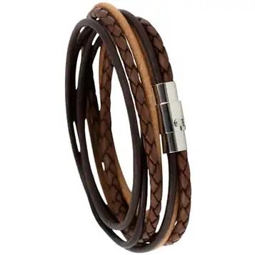 Simaru Armband äkta läder med rostfritt stål magnetisk stängning, unisex läderarmband tillverkat i EU, omlottarmband för kvinnor och män, hudvänligt, L Handgelenkumfang 17-18 cm, Läder, rostfritt