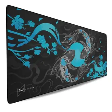 Nyfter – XXXL Koi Bamboo Gaming Mousepad 1200 x 600 x 3 mm 3XL musmatta gaming premium bordsunderlägg stor storlek vattenavvisande för pro-gamer (blomma-babyblå)