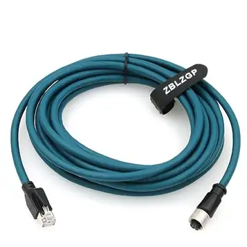 ZBLZGP Ethernet-kabel katt 7e M12 A-kodad hona 8 stift till RJ45 rak gjuten tvinnad parad kabel passar för Profinet Automation Profibus EtherCAT-nätverk (5 m)