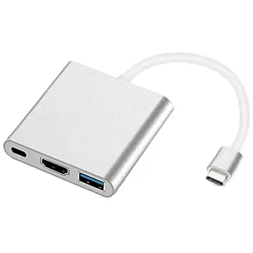 Doumneou USB C till adapter, 3-i-1 multiport USB typ C till 4K, USB3.0 och USB C strömförsörjningsport omvandlare kompatibel