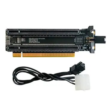 Qerwsdty PCI-E 4.0 x 16 1 till 2 expansionskort Gen4 split kort PCIe-bifurcation X16 till X8X8 med 20 mm kortplatser, CPU4P (4-polig)