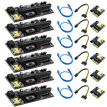 Oikabio version 009S Plus PCI-E 1X till 16X USB 3.0 60 cm SATA3.0 grafikhöjarkort med blå blixt LED för BTC Miner (6 )