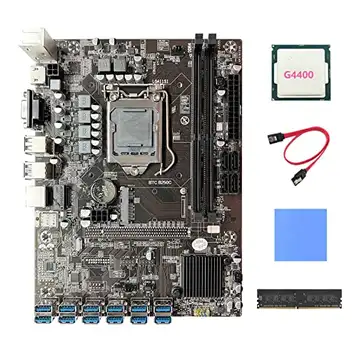 Jojomino 50C BTC mining moderkort+G4400 CPU+DDR4 4G 2133MHz RAM + SATA-kabel + termisk 12X PCIE till USB3.0 GPU-moderkort