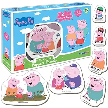 magdum Peppa Pig Peppa's Family Kylskåpsmagneter för barn stora kylskåpsmagneter för småbarn – barnmagneter – magneter för magnettavla – magneter för kylskåp– magneter för barn magnettavla för barn