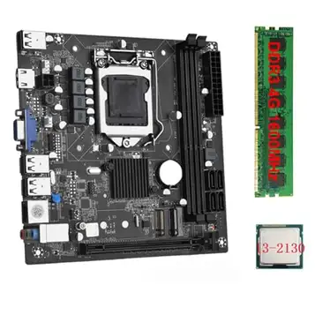 Socueny ITX H61 + I3-2130 Desktop Moderkort + 1 x DDR3 1600 MHz 4G RAM CPU LGA 1155 stöder upp till 16 GB RAM, 100 MB reservdelar för nätverkskort