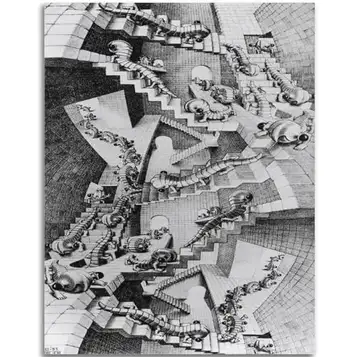 HKAHF AJWUQ Maurits Cornelis Escher Canvas Posters 《Lyckokast》Väggkonst Maurits Cornelis Escher målning utskrifter vardagsrum inredning bilder 10x25cm ingen ram