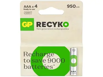 GP 4 st Recyko 950 AAA Slim Pen Ni-Mh uppladdningsbara 1,2 V batterier