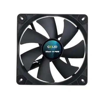 Gelid Solutions Silent 14 PWM Black   140 mm fläkt   tyst drift   optimerade fläktvingar   högt luftflöde   4-stiftskontakt   RPM 1000   140 x 140 x 25 mm   svart