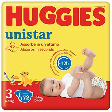 HUGGIES Unistar Blöjor, Storlek 3 (4-8 kg), Förpackning om 156 blöjor