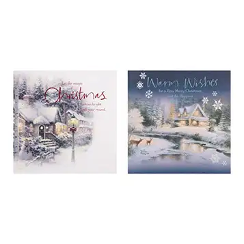 Hallmark Thomas Kinkade julkort, 2 mönster, paket med 16