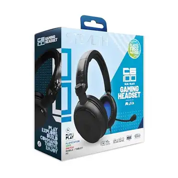 Stealth C6-100 Black & Blue Over Ear Gaming Headset PS4/PS5, XBOX, Switch, PC with Flexible Mic, 3.5mm Jack, 1.5m Cable, Lightweight, Comfortable and Durable