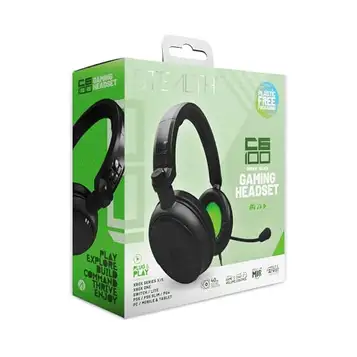 Stealth C6-100 Black & Green Over Ear Gaming Headset PS4/PS5, XBOX, Nintendo Switch, PC with Flexible Mic, 3.5mm Jack, 1.5m Cable, Lightweight, Comfortable and Durable