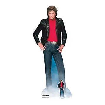 STAR CUTOUTS SC1381 Michael David Hasselhoff Knight Rider papperslåda i livsstorlek, med ministativ, perfekt för 80-talsfester, fans och evenemang, 190 cm hög, en storlek