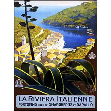 Wee Blue Coo Resor Italienska Riviera Portofino Harbour Hav Italien Vintage Konst Tryck Poster Väggdekor 30 x 40 cm