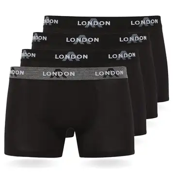 FM London (4/8-pack herrunderbyxor boxershorts för män i bomull, åtsittande och bekväm för daglig användning Bodycon hipster boxershorts för män, Svart (4 delar), M