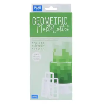 PME GMC144 Geometriska multiskärare för kakdesign – fyrkantig – liten, medium och stor storlek, set med 3, vit