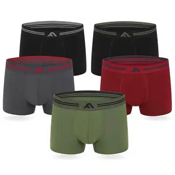 FM London supermjuka boxershorts i bambu (5-pack), Mörk blandad, S