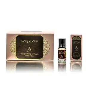 AYAT PERFUMES parfym Halal & Vegan 3 ml 100 % doft arabisk olja för män och kvinnor 3 ml x 12 st (Mouj Al Oud)