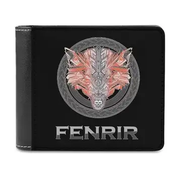 VZXATYOP Viking Fenrir Wolf Mjuk multifunktions kort plånbok, Tree of Life Portable Bifold PU-plånbok for kvinnor män, med flera kortplatser (Color : A19, Size : 12x10cm)