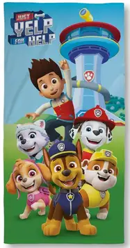 Licens Paw Patrol-handduk - 70x140 cm - 100 % bomull - Mjuk badhandduk med Paw Patrol-teamet