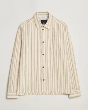 Les Deux Shane Stripe Cotton Overshirt Ivory