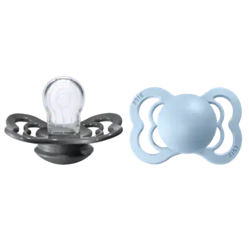 BIBS Supreme Nappar Silicone Iron/Baby Blue strl. 1 (0-6 månader) 2-pack