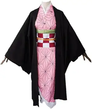 Syedeliso demon slayer cosplay set anime cosplay kimono-kostym, vuxna/barn/peruk-en mängd olika stilar att välja mellan (Kamado Nezuko, 120)