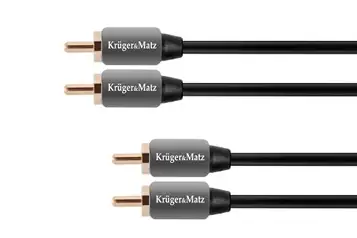 Krüger&Matz Kabel 2RCA-2RCA hane/hane 1.0m Kruger&Matz KM0304 guldpläterad kontakt