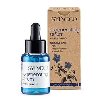 SYLVECO regenererande serum med blå tansyolja. Ansiktsserum rekommenderas för akut och hud med defekter. Vegan naturkosmetik för kvinnor och män storlek 30 ml.