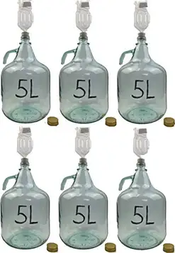 Unbekannt Okänd 6 x set 5 l flaska + propp + jäsrör vinballong jäsballong glasflaska jäsbehållare