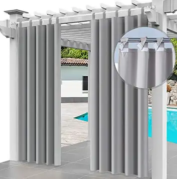 Ferocity Utomhusgardin 2-pack Slingergardiner 220 x 155 cm Trädgårdsstugor Balkonggardiner Mörkläggningsgardiner med slingor, Vattentäta gardiner för Paviljong Strandhus (2 paneler) Grau [129]