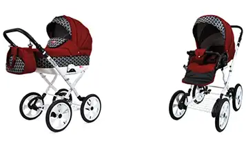 BabyLux Rosso 2 i 1 Resesystem för barn Barnvagn Justerbar avtagbar regnskydd Fotmuff Nyfödd till Baby Polyuretanskumdäck Optical Chili