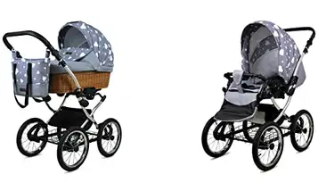 BabyLux ALU 2in1 Barnvagn för småbarn – Barnvagnar & Barnvagnar – Barnvagnsvagnar Barnvagn för nyfödd och småbarn – 59x105x125cm – Max 15kg – Silver Hearts Silver Frame