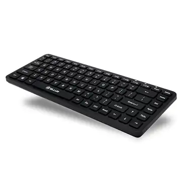 TELLUR Trådlöst tangentbord, trådlöst minitangentbord för PC, bärbar dator, smart-TV, 2,4 GHz nano-USB-mottagare, internationell QWERTY-layout, tyst och smal (svart)