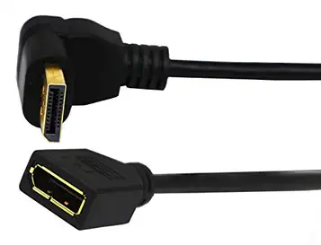 zdyCGTime DP till DP-kabel, guldpläterad 90 graders upp displayport hane till displayport hona ljud- och videoförlängare adapterkabel. (30 cm/1-pack)