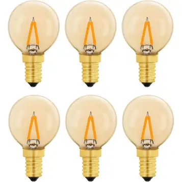 FMYSJ G40 Vintage Mini E14 LED-lampa 1W, Amber Edison Ersättning E14 Glödlampa 10W för Dekorativa Ljus, Varmvit 2200K, Ej Dimbar, 6-pack (FMY)