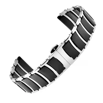 DKWOIS 20mm 22mm stålkeramisk rem kompatibel med Huawei Watch GT GT2 3 46MM Smart WatchBand Samsung Galaxy 3 4 5 Herr Kvinnor Armband Armband(F black,22mm)