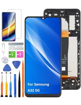 HLYGZX Ersättning originaldisplay för Samsung Galaxy A32 5G LCD-skärm, A326B A326BR A326U A326W A326K skärm LCD-display pekskärm Digitizer Assembly reparationsdelar sats (utan för A32 4G, svart med ram)