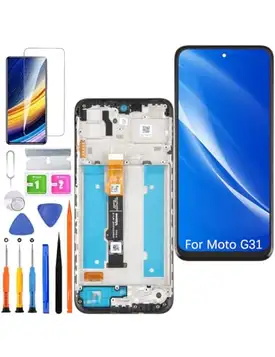 HLYGZX Ersättningsdisplay för Motorola Moto G31 LCD-skärm TFT, XT2173 display display pekskärm Digitizer Assembly reparationsdelar sats (svart med ram)