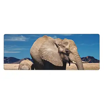 PSVOD Stora öron elefant musmatta, bordsdyna skyddande fodral, skrivbordsdyna, dator laptop musmatta tangentbordsdyna 80 x 30 cm, tvättbar halkfri gummibas