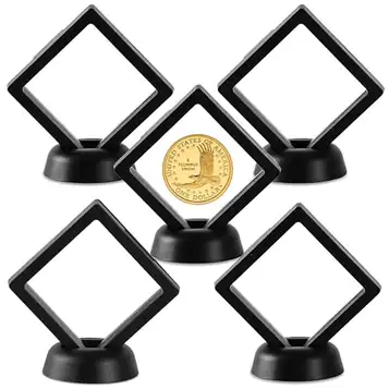 Uncle Paul Set of 5 Floating Frames 3D Display 2.75"x2.75" Medallion Challenge Coins Jewelry Stones 7x7cm CS307