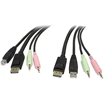 StarTech.com 1,8 m 4-i-1 USB DisplayPort® KVM-switch kabel med ljud och mikrofon