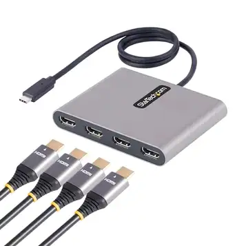 StarTech.com USB C till 4 HDMI-adapter – externt video- och grafikkort – USB Type-C till Quad HDMI-skärmadapter, dongel – 1080p 60Hz – multibildskärm videoomvandlare – endast Windows (USBC2HD4)