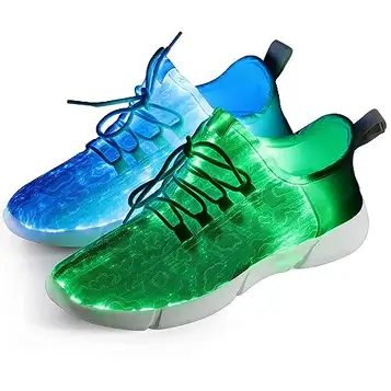 Shinmax LED-skor herr dam 7 färger USB-laddning LED lysande lätta LED sneakers sneakers lätta skor andas fiberoptiska skor för jul, halloween, fester, födelsedagar, Vit, 41 EU