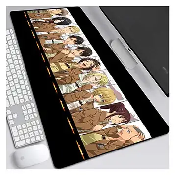 IGIRC musmatta Attack on titan 900 x 400 mm musmatta, utökad XXL stor professionell spelmusmatta med 3 mm tjock bas, för bärbara datorer, PC, E