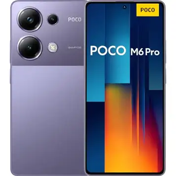 Xiaomi Poco M6 Pro smartphone, 8 + 256 GB mobiltelefon utan kontrakt, 120 Hz 6,67 tum AMOLED Dotskärm, 64 MP OIS trippelkamera, 5 000 mAh, 67 W turboparti, dubbel SIM, lila (DE version + 2 års garanti)