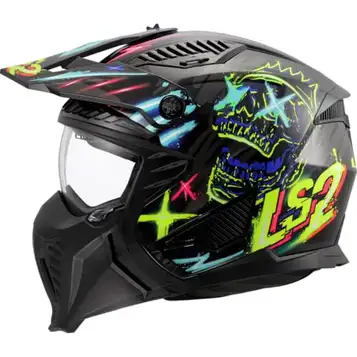 LS2 , modulär Jet-motorcykelhjälm DRIFTER RAYZ Gloss Black Blue, L