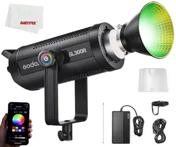 GODOX SL300R RGB LED-videoljus, 300 W färgrik LED-lampa CRI 96 TLCI 96 tyst värmeavledning 14 Fx effekter multipla, för nyfödd fotografering, porträtt, intervjubelysning, videofilming.