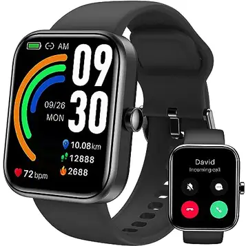 TOZO S3 Smart Watch (svara/ringa) Bluetooth-fitnessspårare med puls, IP68 vattentät, 1,83-tums HD-färg för män, kvinnor, kompatibel med iPhone och Android